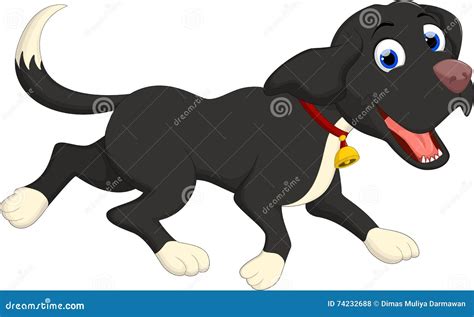 Funny Black Dog Cartoon Running Stock Illustration - Illustration of ...