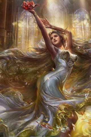 Download wallpaper girl, petals, art, Lotus, rong rong, section ...