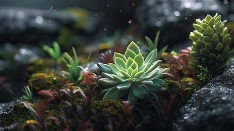 A green plant with a white center and a green plant in the middle ...
