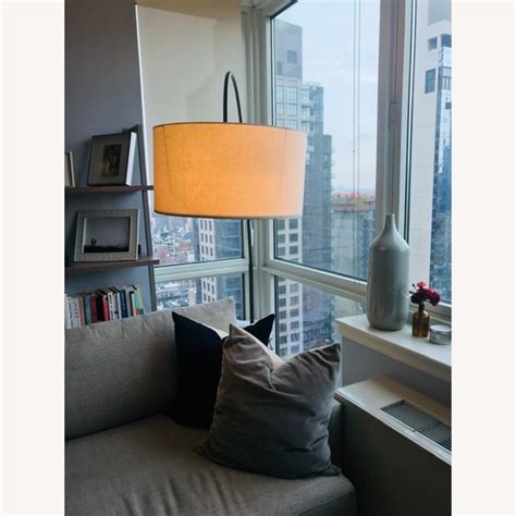 West Elm Overarching Linen Shade Floor Lamp - AptDeco
