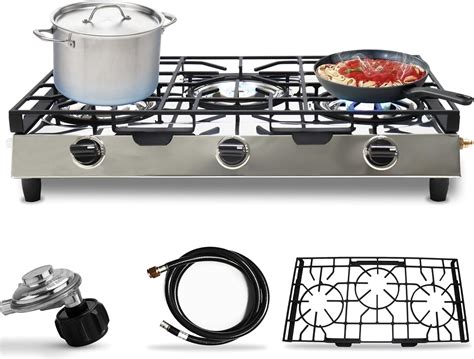 SONRET - 3 Burner Propane Gas Cooktop Camping Stove - Stainless Steel ...