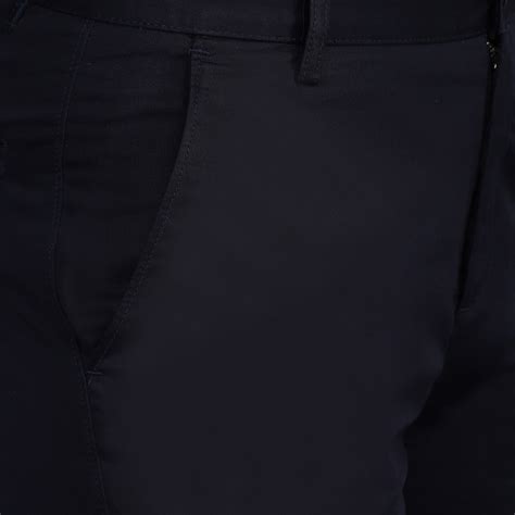 Buy Men's Cotton Mercerised Solid Dark Navy Trousers | Cotstyle