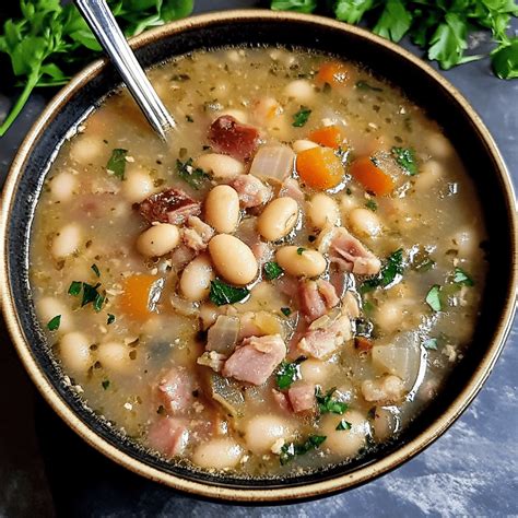 This ham and beans soup recipe is made with tender white beans and ...