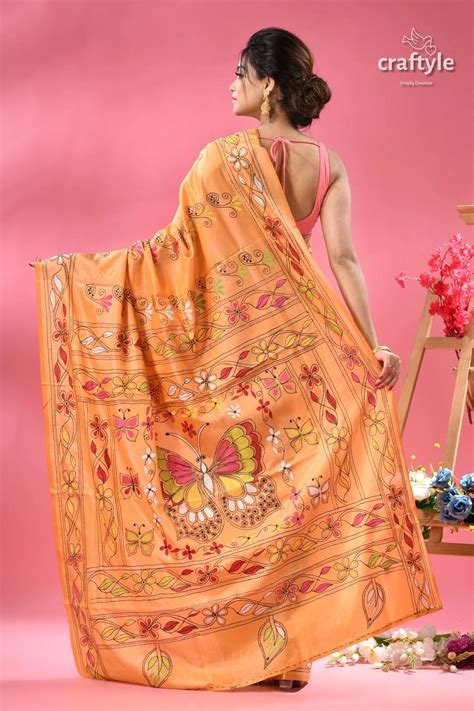 Rodeo Dust Butterfly Motif Silk Kantha Work Saree – Craftyle