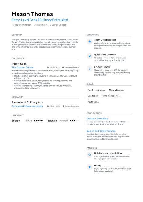 Image result for Cook Resume Examples