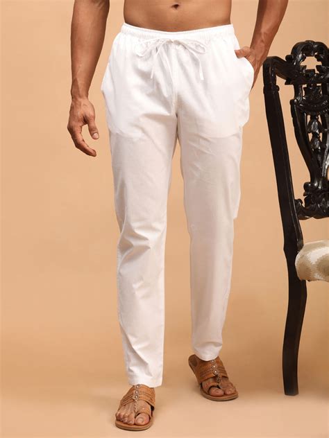 Men's White Cotton Pant Style Pyjama – vastramay