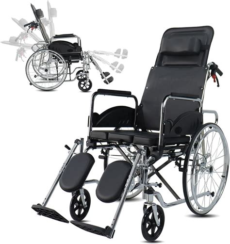 Amazon.com: Reclining Wheelchair for Adults, Swing-Away Elevating Leg Rests and Flip-Back Arms ...