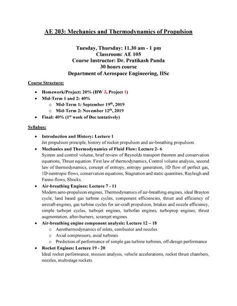 AE 203 Course Syllabus - Lecture notes 1-20 - Warning: TT: undefined ...