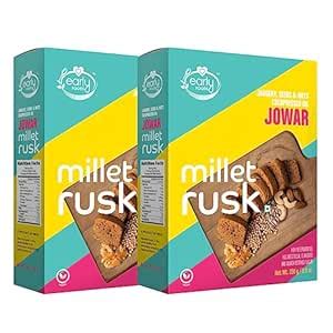 Early Foods - Pack of 2 : Jowar Rusks | Millet Rusk Sugar Free | No ...