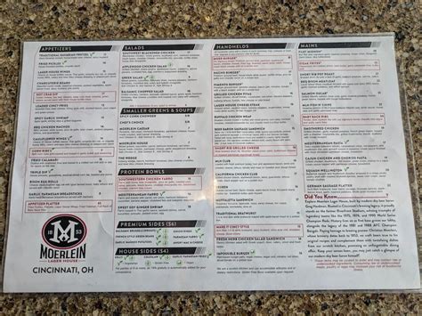 Moerlein Lager House Menu - Updated October 2025