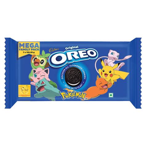 Cadbury Oreo Pokémon Vanilla Flavour Creme Sandwich Biscuit Mega Family ...