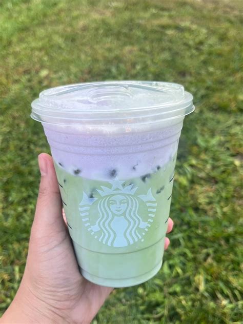 Healthy Starbucks Iced Lavender Matcha Latte Drink