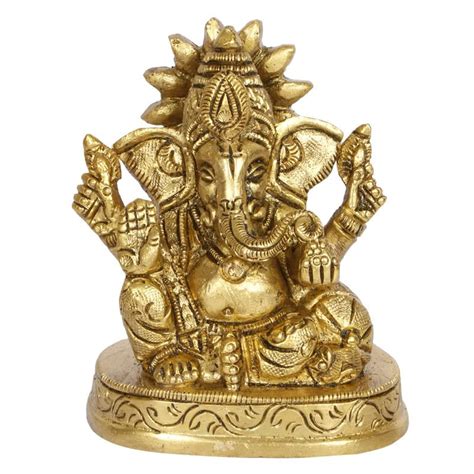 Brass Ganesh Bhagwan Idol Ganesha Statue Ganpati Murti for Home Entran ...