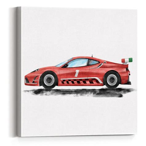 Racing Car Canvas Wall Art Framed Race Car Painting Print Watercolor ...