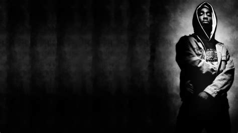 2Pac Tupac Is Standing In Black Background HD Music Wallpapers | HD ...