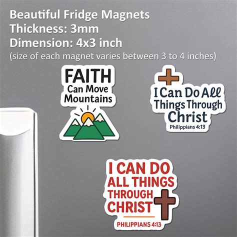 Christian Fridge Magnets | Set of 3 Inspirational Bible Verse & Script ...