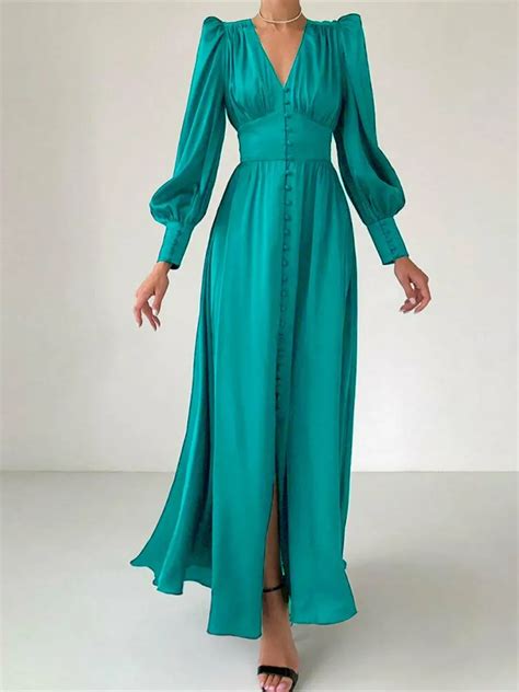 Green V Neck Dress | Seethatgal