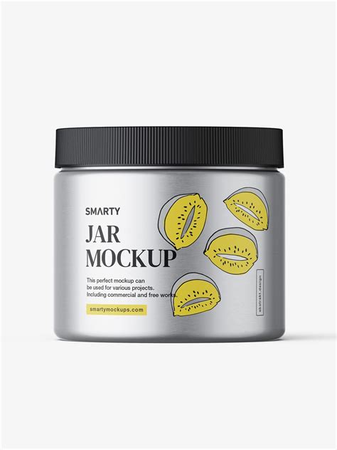 Jar with tampered lid mockup / metallic - Mockups Design