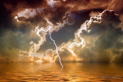 闪光 雷暴 云 风暴 严重的天气预警 警告 转寄 海 水图片免费下载 - 觅知网