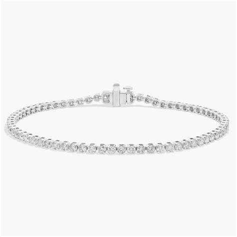 8 " Four Prong Lab-Grown Diamond Tennis Bracelet In 14K White Gold (3 ...