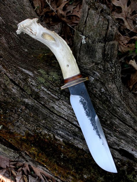 R.E.H. Knives: Knife 27. Deer Antler/Brown Micarta, 7" Blade, (Sold)