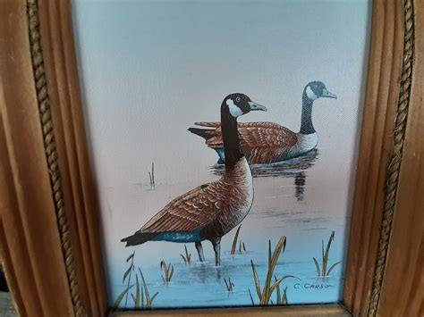 Vintage original C. Carson framed ducks painting oil painting | Etsy