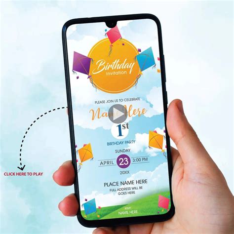 Whatsapp Birthday Video Invitations | Kite Festival Sky Theme | VG-224 ...