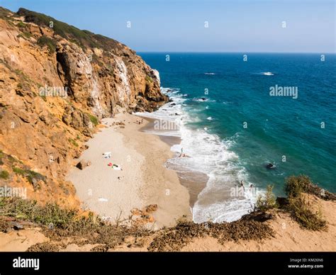 Dume Cove Malibu, Zuma Beach, emerald and blue water in a quite ...