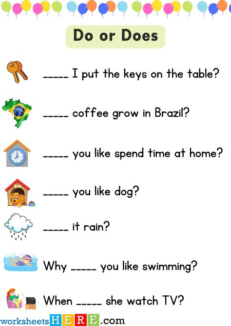 Do or Does Exercises with Answers PDF Worksheets For Students and Kids ...