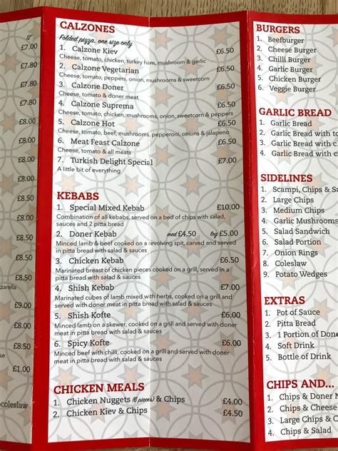 Carta de comida rápida Turkish Delight, Louth