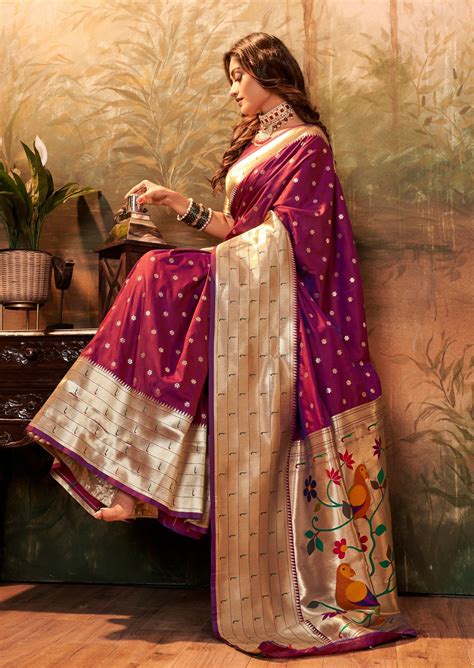 Buy Designer Bridal Pure Paithani Silk Handloom Wedding Sarees Online ...