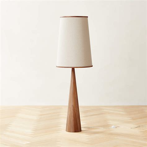 Bruna Walnut Wood and Linen Modern Floor Lamp | CB2 Canada