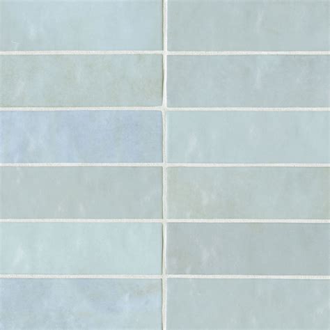 Cloé 2.5" x 8" Glossy Ceramic Tile in Baby Blue | Bedrosians Tile & Stone