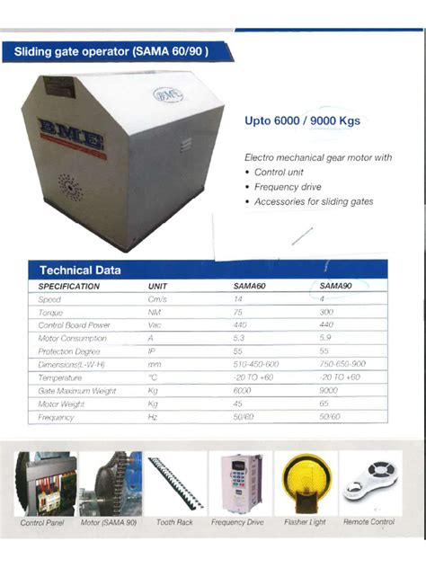 Sliding Gate Operator Data Sheet | PDF