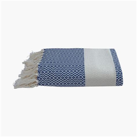 Buy PORTICO Turkish Hamam Blue Textured Cotton Bath Towel - 75x150cm ...