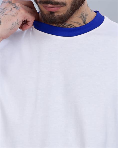 WHITE SOLID ROYAL CONTRAST OVERSIZED T-SHIRT – Culture Shauq