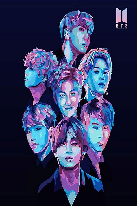 R Enterprise BTS Music Band Animated Wall Poster, 12 Inch x 18 Inch ...