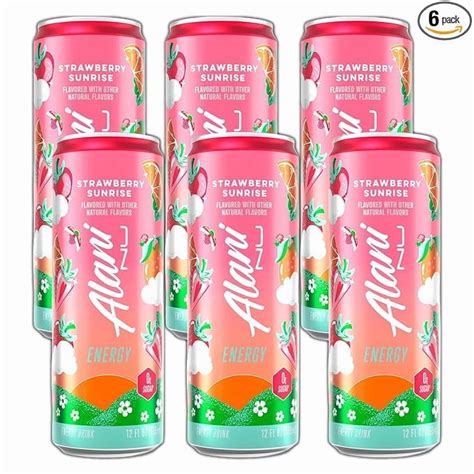 Alani Nu Energy Drinks, Strawberry Sunrise, Zero Sugar, Low Calorie, 12 ...