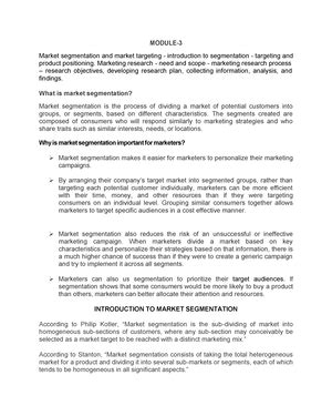 Module 3 Part 2 - Lecture notes Marketing Management - Examples of ...