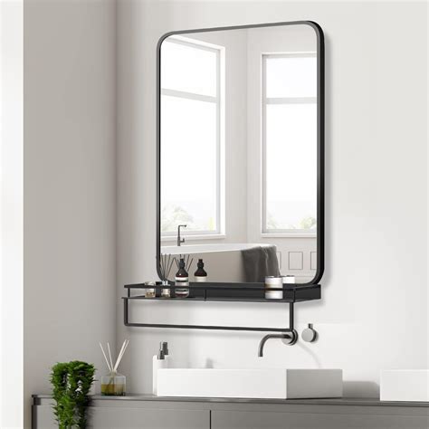 Matt Black Bathroom Mirror With Shelf at Eden Disney blog