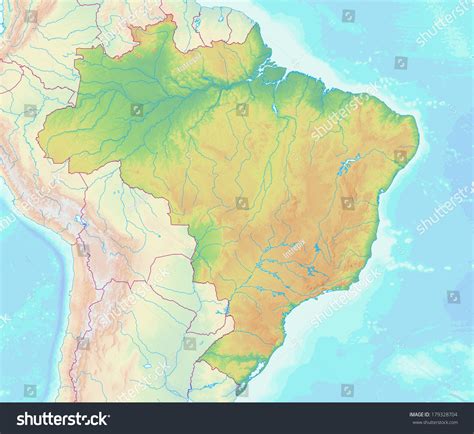 Topographic Map Of Brazil With Shaded Relief And Elevation Colors. Elements Of This Image ...