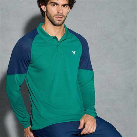 Men Colorblock Slim Fit Polo T-shirt with TECHNO COOL+