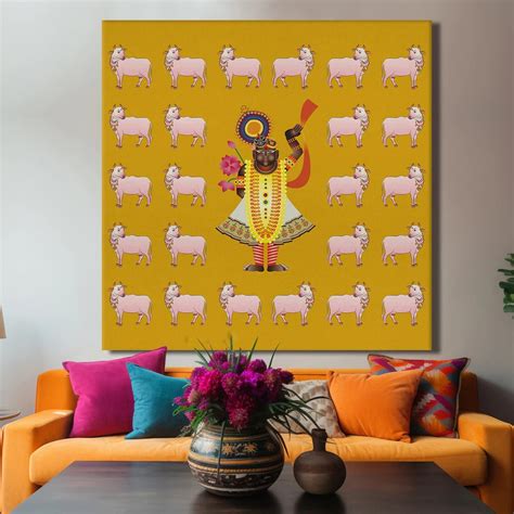 Shrinathji, Kalighat Art, Framed Abstract Canvas Wall Art for Bedroom ...