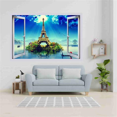 Ocean Decore 90 cm WALL eiffel tower fantasy STICKERS Self Adhesive ...