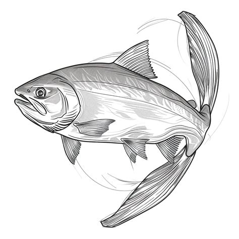 Salmon fish in continuous line art drawing style vector | Premium AI ...