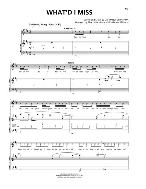 What'd I Miss (from Hamilton) Sheet Music | Lin-Manuel Miranda | Piano ...