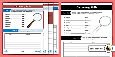 Dictionary Skills Worksheet | ELA Vocabulary | Twinkl USA
