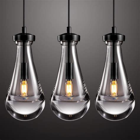 Joyunleo Modern Raindrop Pendant Light Set of 3, Black Kitchen Island ...