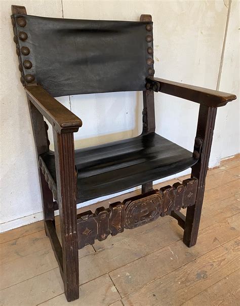 Antique Spanish Renaissance Style Throne Arm Chair For Sale at 1stDibs