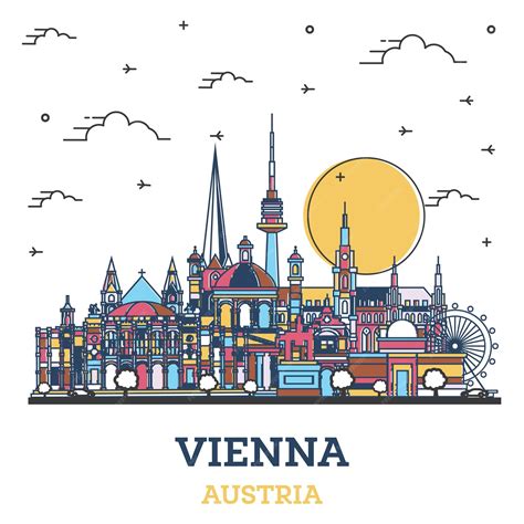 Premium Vector | Outline vienna austria city skyline with colored historic buildings isolated on ...